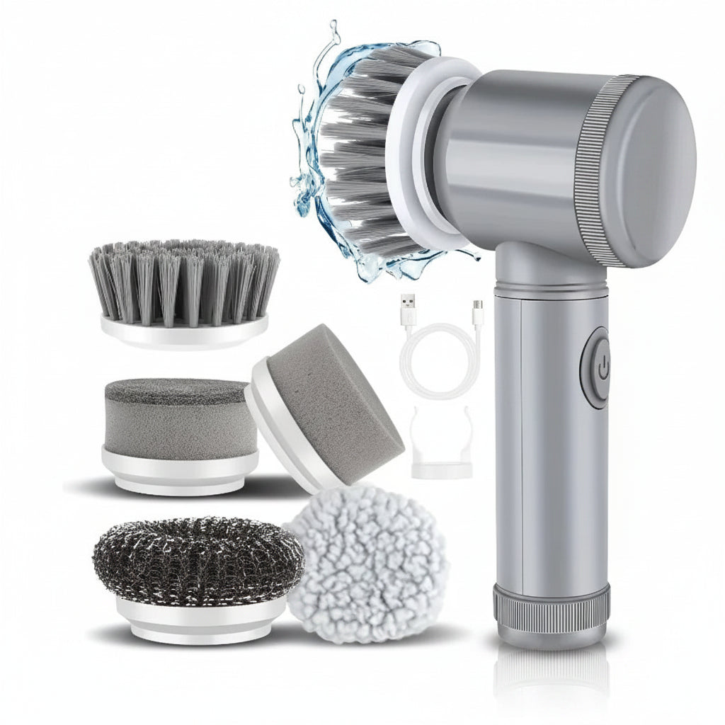 Rechargeable Electric Spin Scrubber for Bathroom, Shower, Tile & Grout Cleaning | Cordless Power Scrubber with 5 Brush Heads