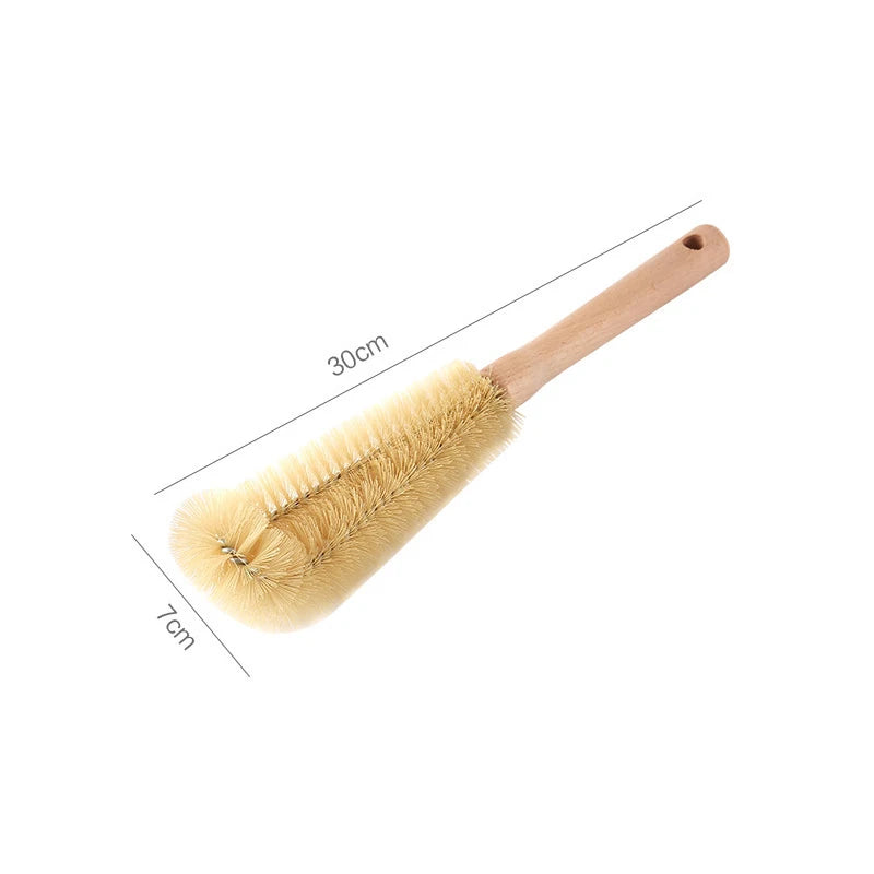 Wooden Handle Bottle Cleaning Brush | Long Handle Water Bottle, Glass, Wine Glass & Kitchen Cleaning Brush