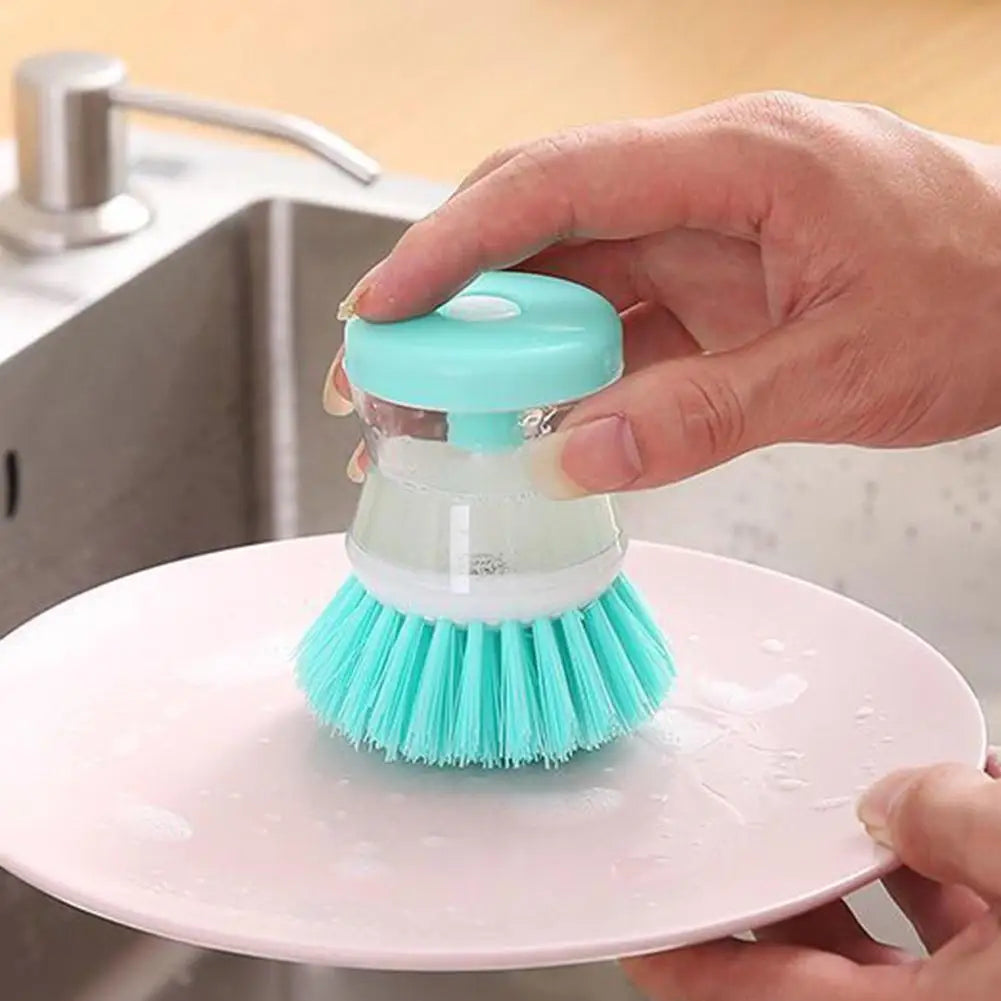 Soap Dispensing Dish Brush | Kitchen Scrub Brush for Pots, Pans, Dishes, Sink & Household Cleaning