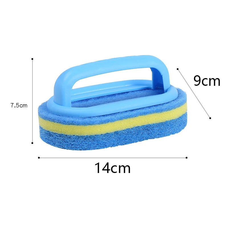 Scrub Brush with Handle | Multi-Purpose Sponge Cleaning Brush for Bathroom, Bathtub, Tile, Kitchen Sink & Household Cleaning
