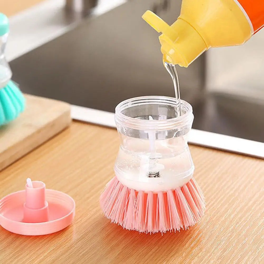 Soap Dispensing Dish Brush | Kitchen Scrub Brush for Pots, Pans, Dishes, Sink & Household Cleaning