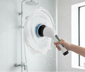 Cleaning tool with attachments for kitchen, shower glass, kitchen hood, and car cleaning.