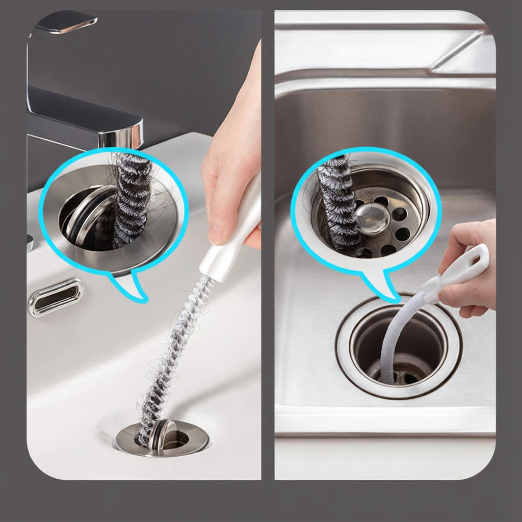 Flexible Drain Cleaning Brush for Sink, Shower & Bathroom Drains | Hair Clog Remover Pipe Cleaning Tool