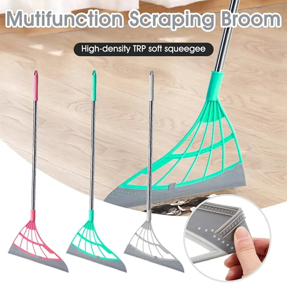 Silicone Floor Squeegee Broom | Multi-Surface Floor, Window, Bathroom & Pet Hair Cleaning Wiper