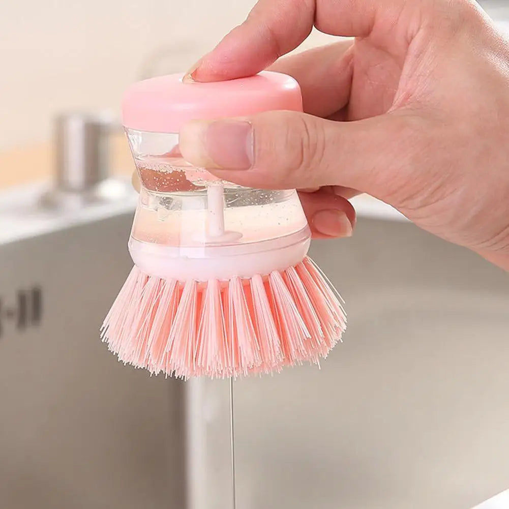 Soap Dispensing Dish Brush | Kitchen Scrub Brush for Pots, Pans, Dishes, Sink & Household Cleaning