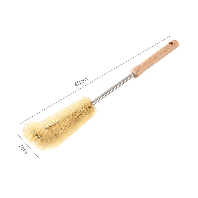 Wooden Handle Bottle Cleaning Brush | Long Handle Water Bottle, Glass, Wine Glass & Kitchen Cleaning Brush