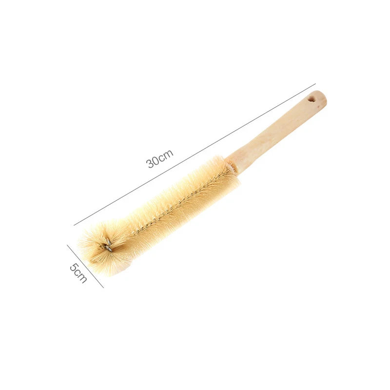 Wooden Handle Bottle Cleaning Brush | Long Handle Water Bottle, Glass, Wine Glass & Kitchen Cleaning Brush
