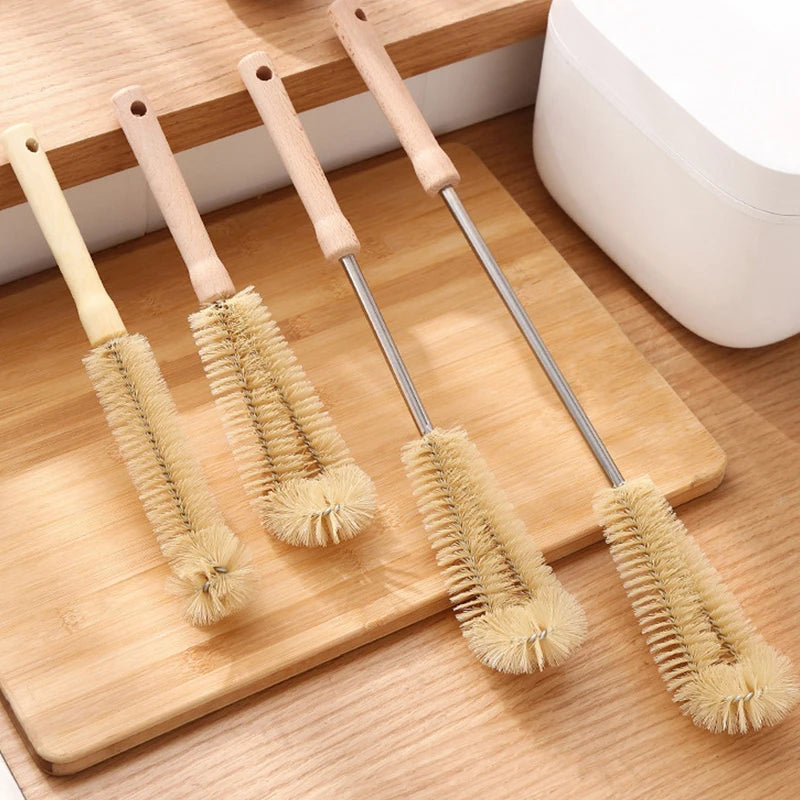 Wooden Handle Bottle Cleaning Brush | Long Handle Water Bottle, Glass, Wine Glass & Kitchen Cleaning Brush